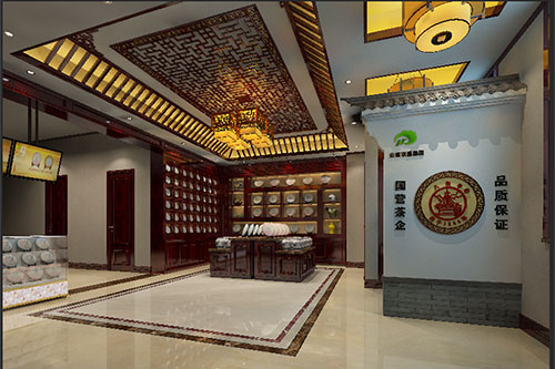 阜南古朴典雅的中式茶叶店大堂设计效果图