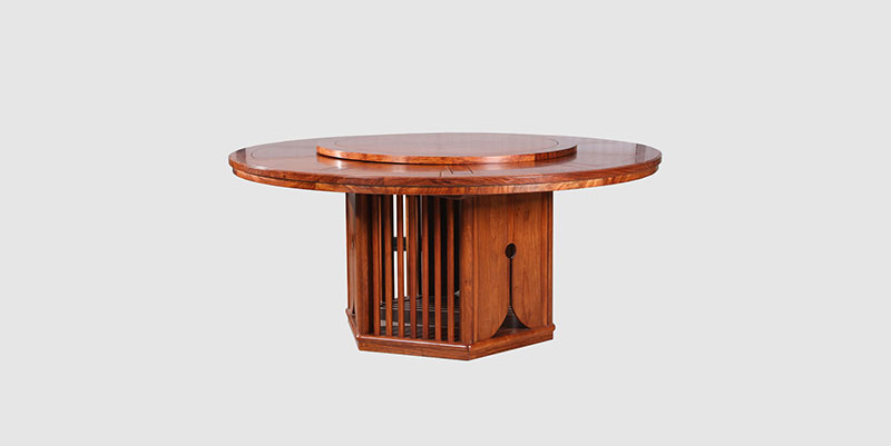 阜南中式餐厅装修天地圆台餐桌红木家具效果图